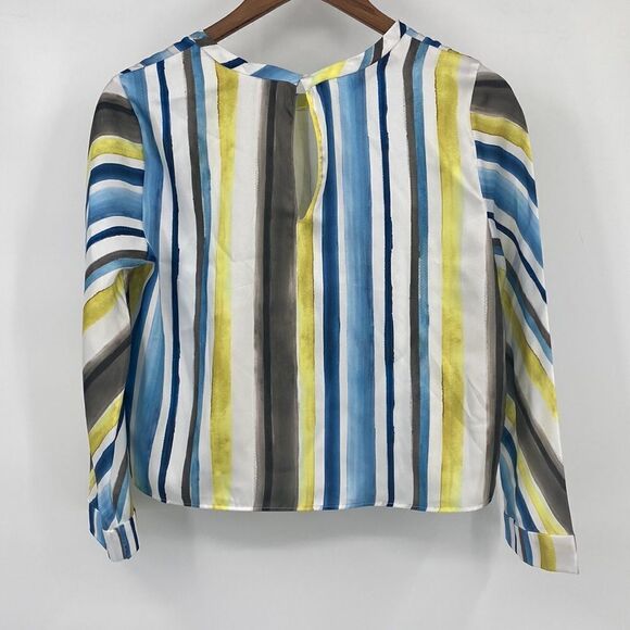 Zara Striped Long Sleeve Cropped Blouse Medium - Picture 6 of 8